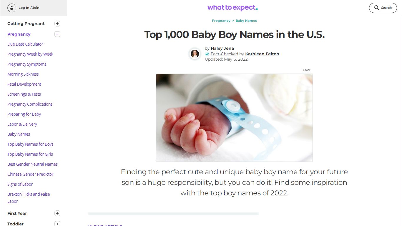 Top 1,000 Baby Boy Names in the U.S. 2022 - What to Expect